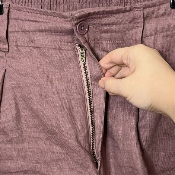 Madewell Neale Linen Shorts Brown Chino Women’s Size 14 High Rise - Picture 4 of 9